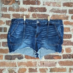 Torrid Size 24 Blue‎ Denim Jean Shorts w/ Raw Bottom Edge & 3" Inseam
